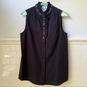 Navy Embellished Blouse